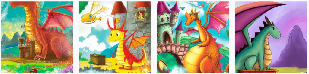 colorful dragon images created by ChatGPT
